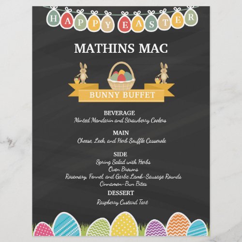 Easter Party Menu Card Template Flyer