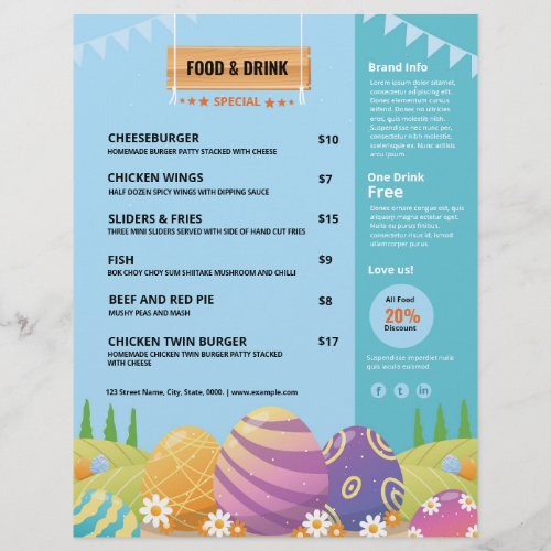 Easter Party Menu Template Flyer