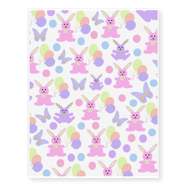 Easter Party Pattern Temporary Tattoos (Front)