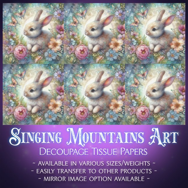 Easter Pastel Butterflies Bunny Decoupage  Tissue Paper (Creator Uploaded)