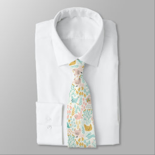 Easter pastel colors symbols seamless pattern neck tie