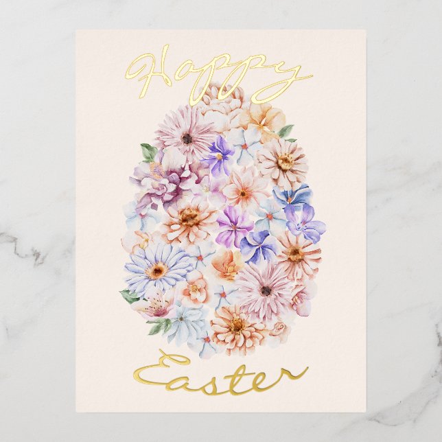 Easter Pastel Florals Customizable Foil Postcard (Front)
