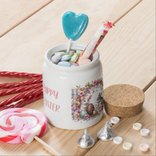 Easter Pastel Plaid And Eggs - Mice Candy Jar