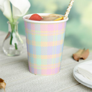 Easter Pastel Plaid Party Paper Cups