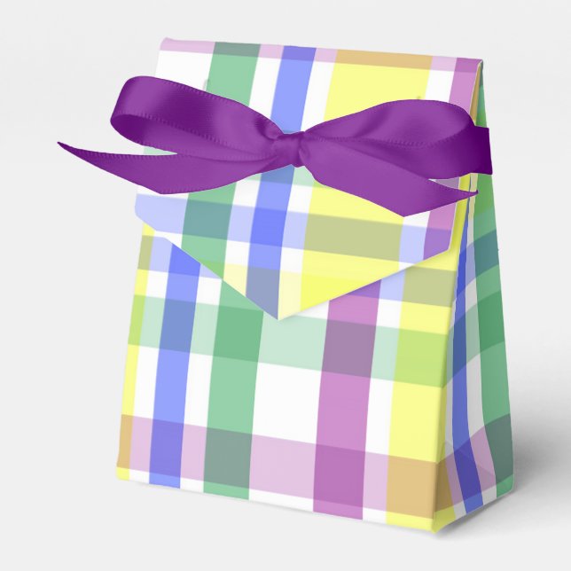 Easter Pastel Plaid Spring Pattern Favor Boxes (Front Side)