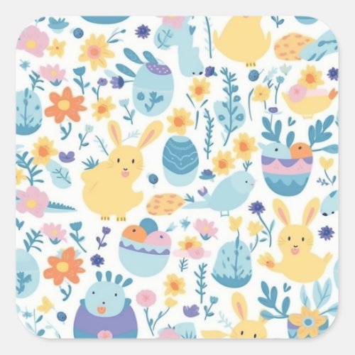 Easter Pattern 1 Square Sticker