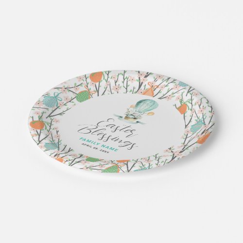 Easter pattern bunny in a balloon custom text paper plates
