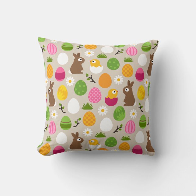 Easter Pattern Throw Pillow (Front)