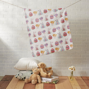 Easter Pattern White Baby Blanket