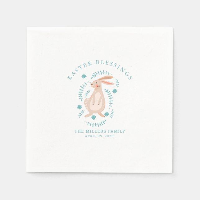 Easter pattern with eggs, bunny, chick, flowers  napkins (Front)