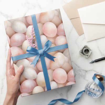 Easter Peach Pink Eggs   Wrapping Paper