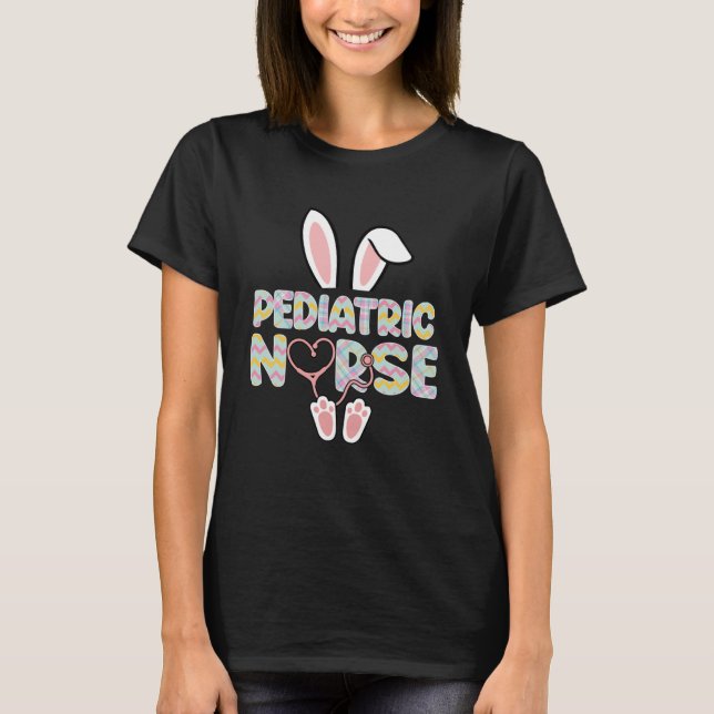 Easter Pediatric Nurse Bunny Ears Happy Easter Egg T-Shirt (Front)