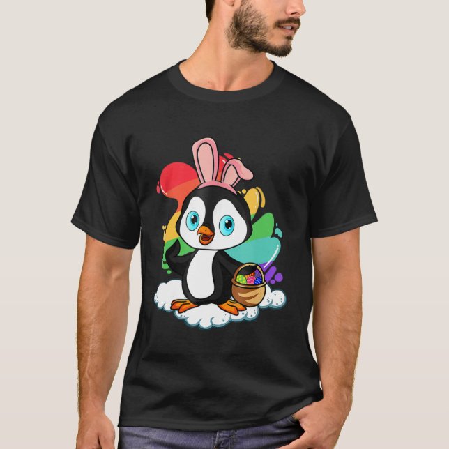 Easter Penguin Easter Hunt Eggs Bunny Penguin  Eas T-Shirt (Front)