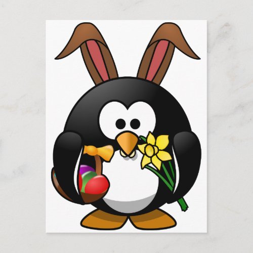 Easter Penguin Holiday Postcard