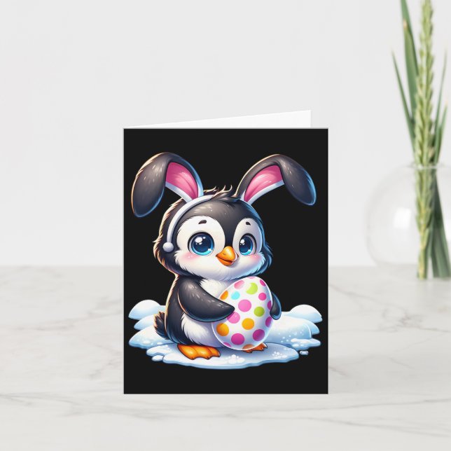 Easter Penguin Lover Egg Eggs Bunny Rabbit Bunnies Card (Front)
