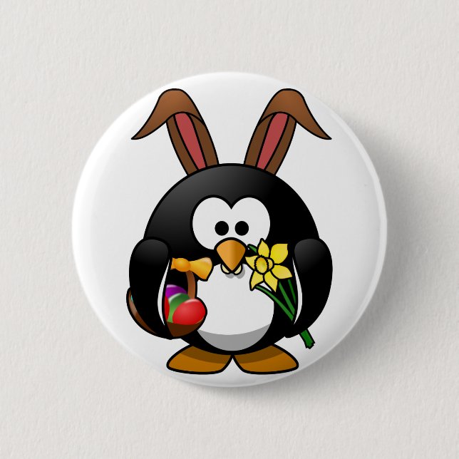 Easter Penguin Pinback Button (Front)