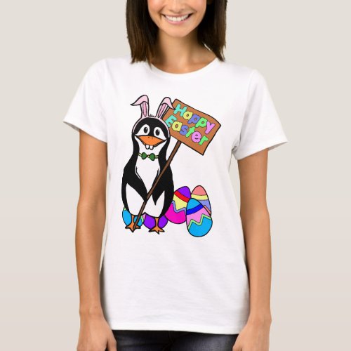 Easter Penguin with Colored Eggs T_Shirt