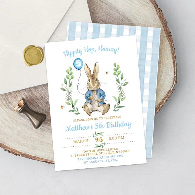 Easter Peter Rabbit Bunny Boy Birthday Invitation | Zazzle