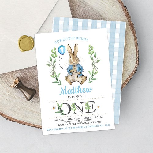 Easter Peter Rabbit Bunny Boy Birthday Invitation