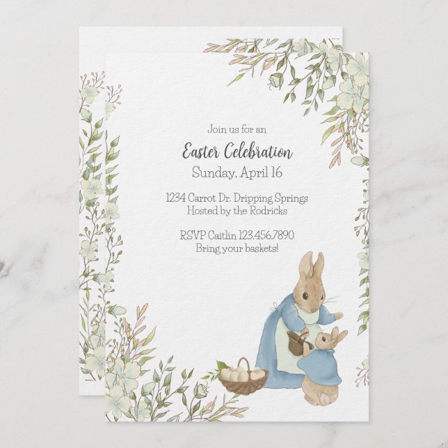 Easter Peter Rabbit Invitation (Front/Back)