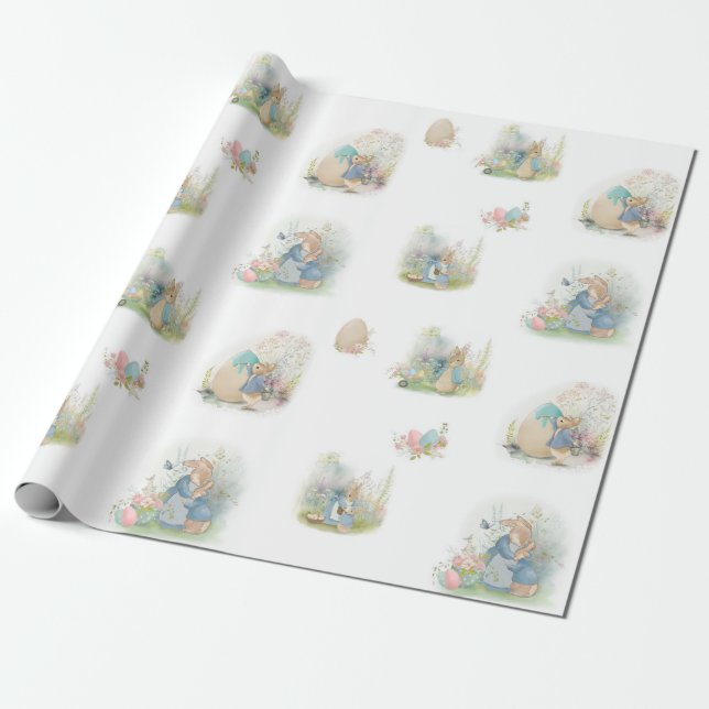 Easter Peter Rabbit Wrapping Paper (Unrolled)