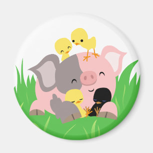 Easter pig and chicks magnet