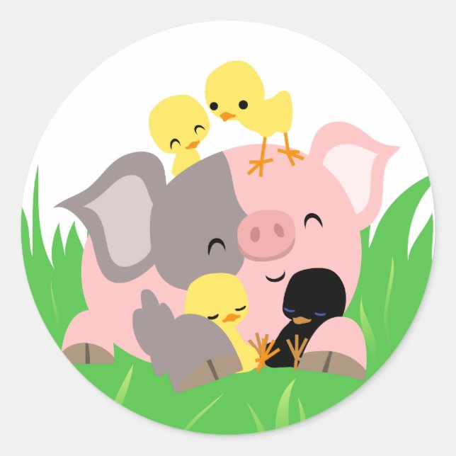 Easter piggy and chicks sticker (Front)