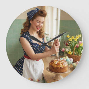 Easter Pin-Up Girl Vintage Retro Kitchen Wall Cloc Large Clock
