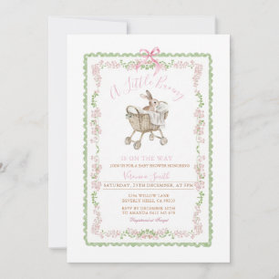 Easter Pink Bunny Baby Shower  Grandmillennial  Invitation