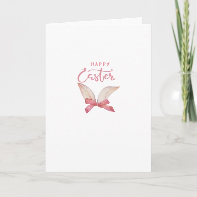 Easter Pink Bunny Ears Holiday Card (Front)