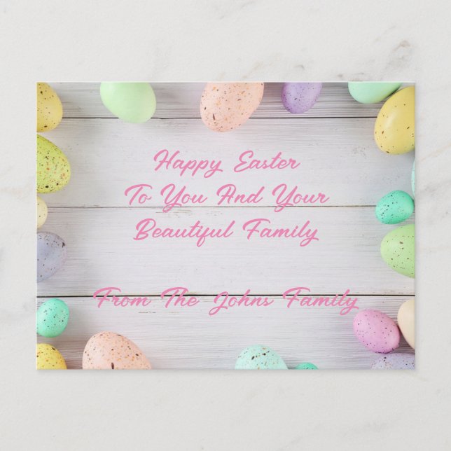 Easter pink eggs postcard (Front)