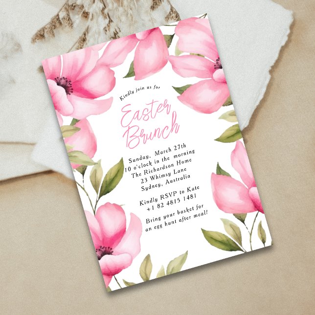 Easter Pink Flowers Party invitation  (Creator Uploaded)