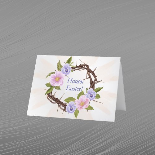 Easter Pink Purple Floral Crown Thorns Holiday Card