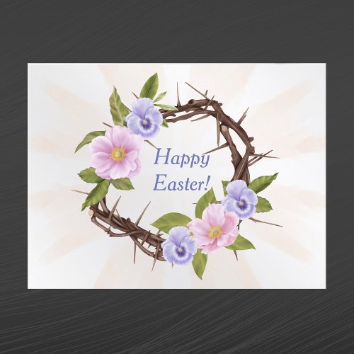 Easter Pink Purple Floral Crown Thorns Holiday Postcard