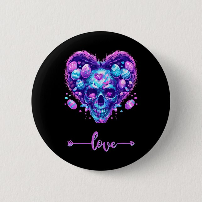 Easter Pink Skull Candy Love Rock For Men Women  Button (Front)