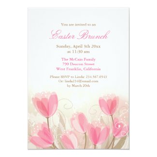 Easter Pink Tulips Flowers Flat Card