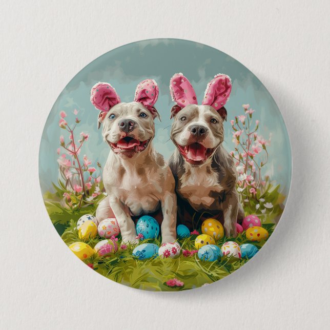 Easter Pit Bull Dogs Button (Front)