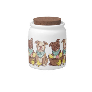 Easter Pit Bull Dogs Candy Jar