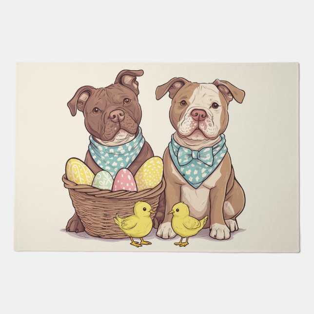Easter Pit Bull Dogs Doormat (Front)