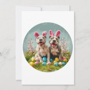 Easter Pit Bull Dogs Holiday Card