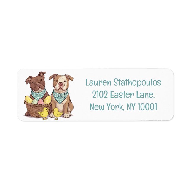 Easter Pit Bull Dogs Label (Front)