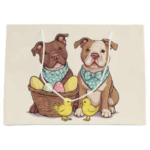 Easter Pit Bull Dogs Large Gift Bag
