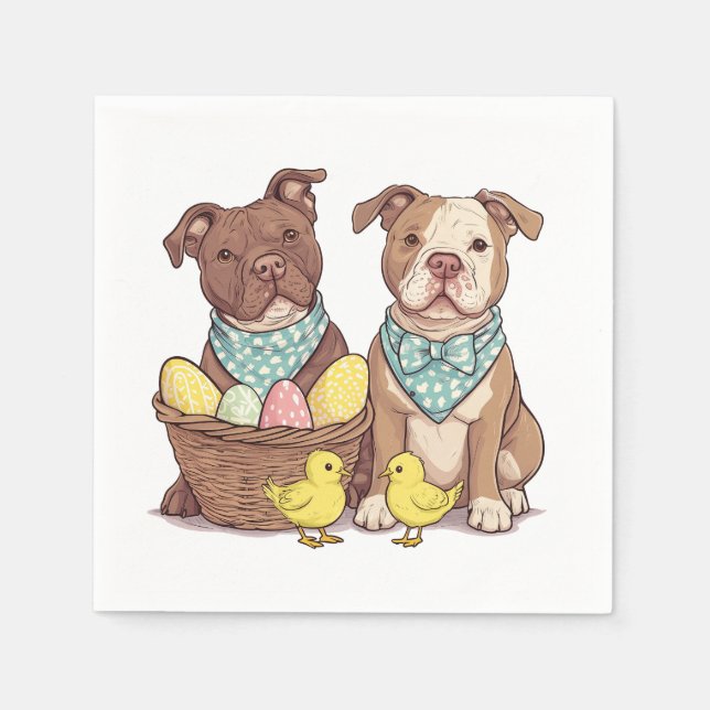 Easter Pit Bull Dogs Napkins (Front)