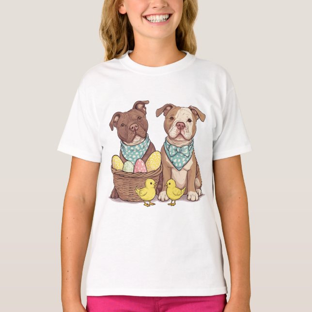 Easter Pit Bull Dogs T-Shirt (Front)