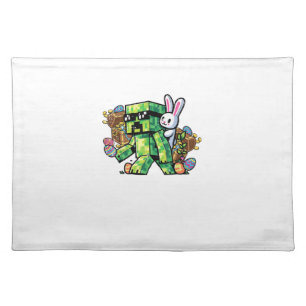 Easter Pixel Gamer Bunny Gaming Toddler Boys Kids  Cloth Placemat