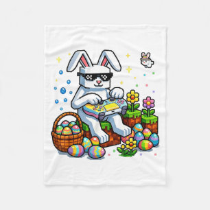 Easter Pixel Gamer Bunny Gaming Toddler Boys Kids Fleece Blanket
