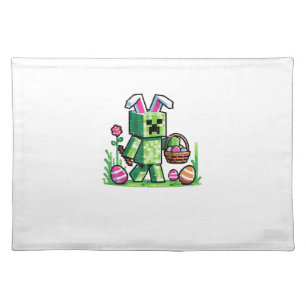 Easter Pixel Gaming Bunny Egg Hunting Boys Kids Yo Cloth Placemat