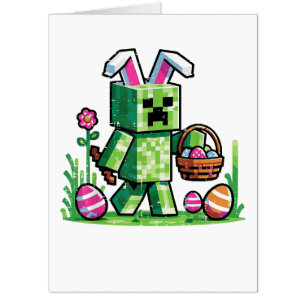 Easter Pixel Gaming Bunny Egg Hunting Card