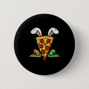 Easter Pizza Slice Bunny Ears Fun Snack Food Lover Button