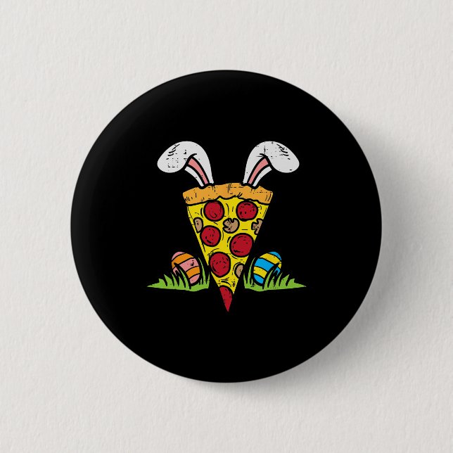Easter Pizza Slice Bunny Ears Fun Snack Food Lover Button (Front)